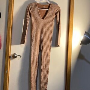 Ribbed Tan Jumpsuit